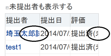 レポート提出者と評価者が欠ける